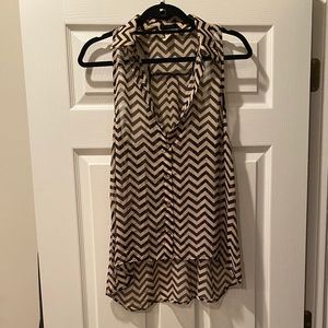 Black and Tan chevron blouse